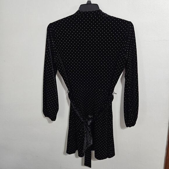 Zara Womens Long Sleeve Beaded Velvet Belted Golden Studded Mini Dress. Sz Small - Picture 6 of 8